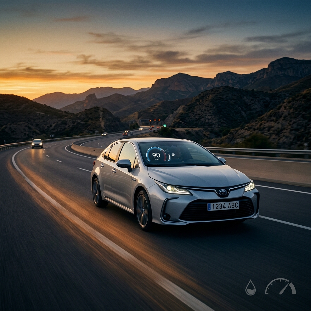 Экономичное вождение на испанской трассе при закате